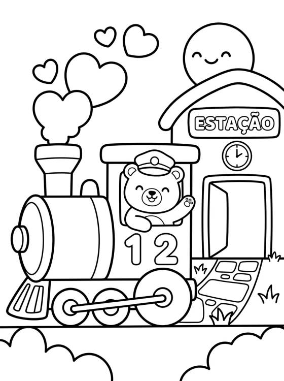 Desenho de Alegre Estación de Tren para colorir e imprimir grátis