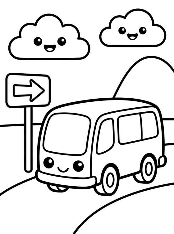 Desenho de Autobús de Viaje en la Carretera para colorir e imprimir grátis