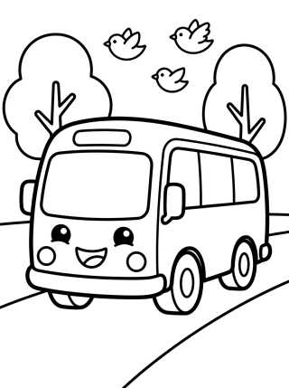 Desenho de Autobús de Viaje Sonriente para colorir e imprimir grátis