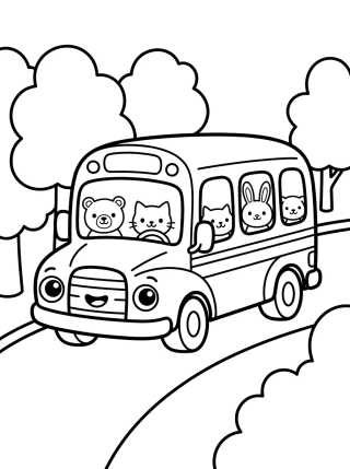 Desenho de Autobús Escolar y de Viaje Alegre para colorir e imprimir grátis