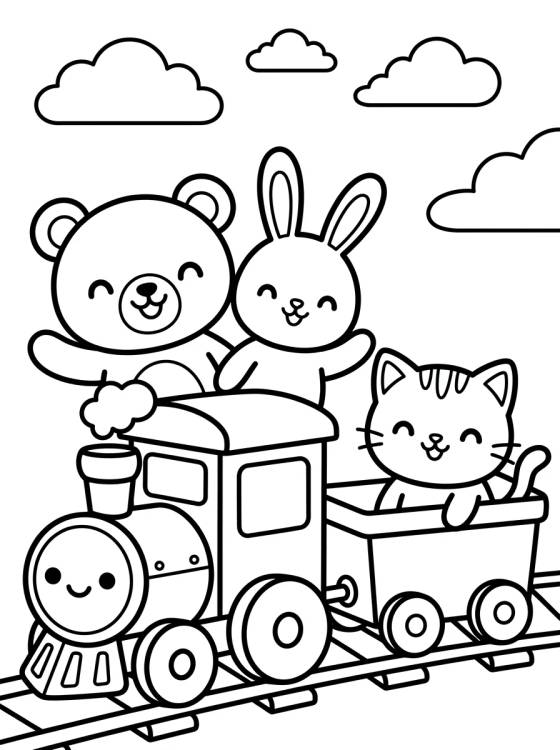 Desenho de Tren con Animales Pasajeros para colorir e imprimir grátis