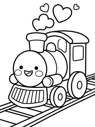 Desenho de Tren Locomotora Kawaii para colorir e imprimir grátis