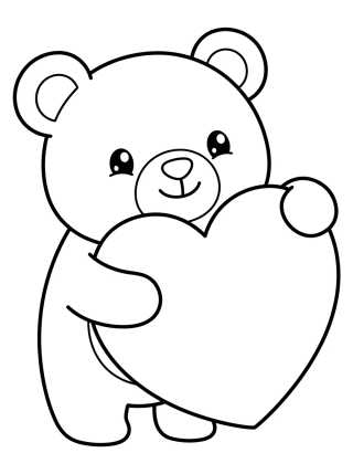 Desenho de Osito Bobbie Abrazando un Corazón para colorir e imprimir grátis