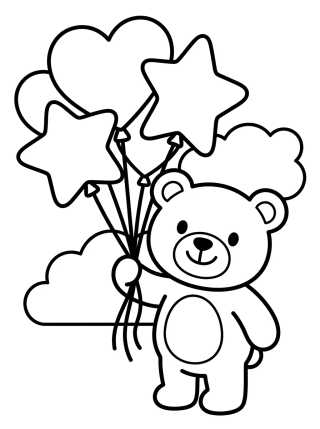 Desenho de Osito Bobbie con Globos para colorir e imprimir grátis