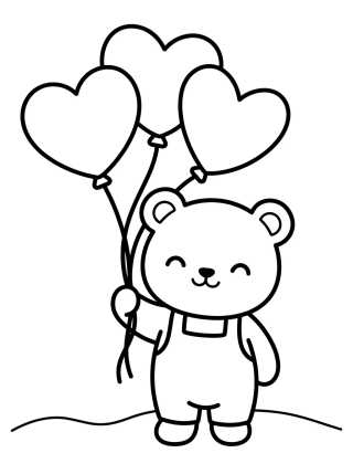 Desenho de Osito Bobbie con Globos para colorir e imprimir grátis