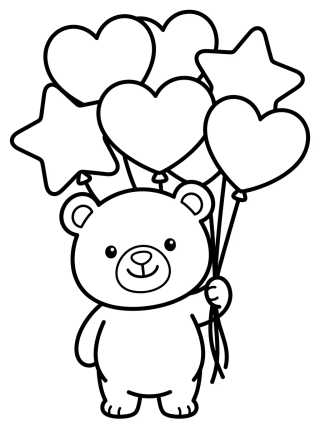 Desenho de Osito Bobbie con Globos para colorir e imprimir grátis