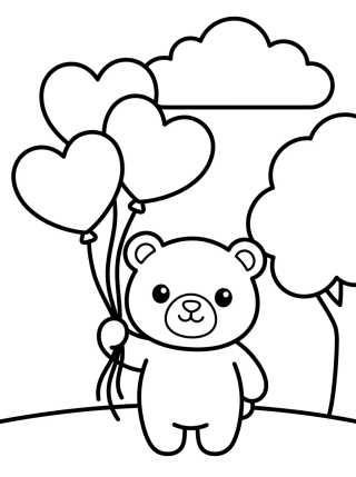 Desenho de Osito Bobbie y os Globos de Corazón para colorir e imprimir grátis