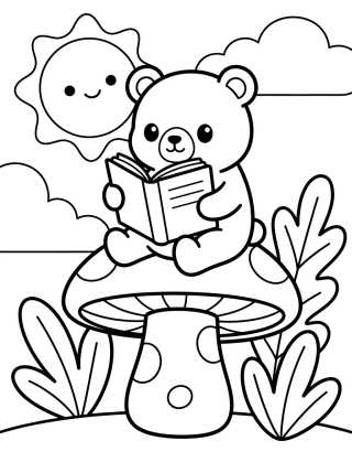 Desenho de Osito Bobbie Leyendo un Libro para colorir e imprimir grátis