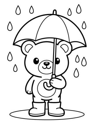 Desenho de Osito Bobbie en el Día de Lluvia para colorir e imprimir grátis