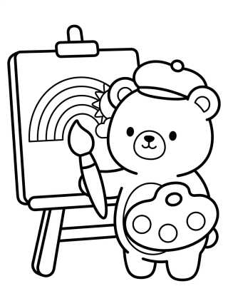 Desenho de Osito Bobbie Pintando un Cuadro para colorir e imprimir grátis