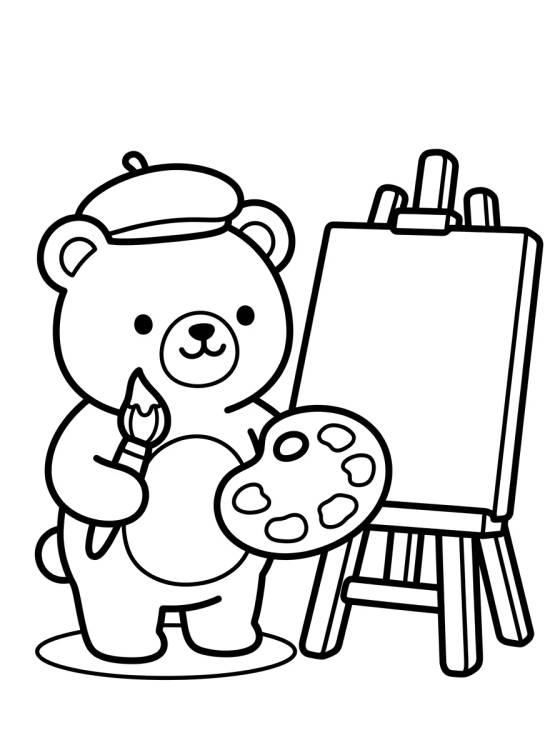 Desenho de Osito Bobbie Pintor de Cuadros para colorir e imprimir grátis