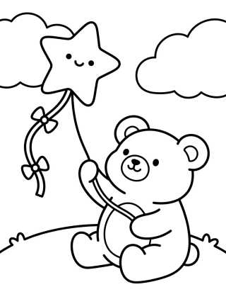 Desenho de Osito Bobbie Volando una Cometa para colorir e imprimir grátis