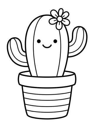 Desenho de Cactus Feliz con Florecita para colorir e imprimir grátis
