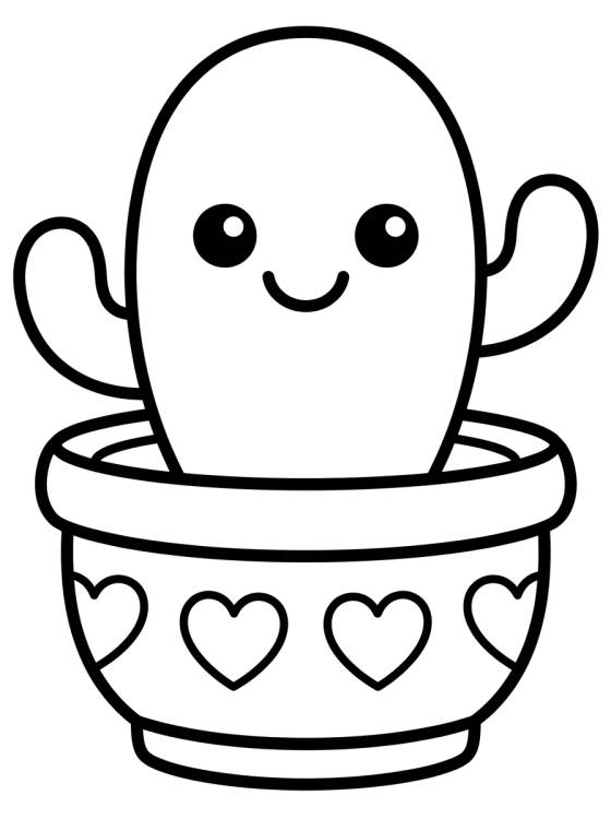 Desenho de Cactus Sonriente en su Maceta para colorir e imprimir grátis