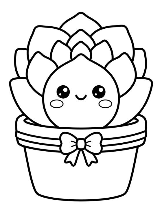 Desenho de Suculenta Tierna en su Maceta para colorir e imprimir grátis