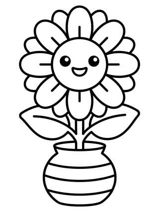 Desenho de Maceta con Girasol Radiante para colorir e imprimir grátis