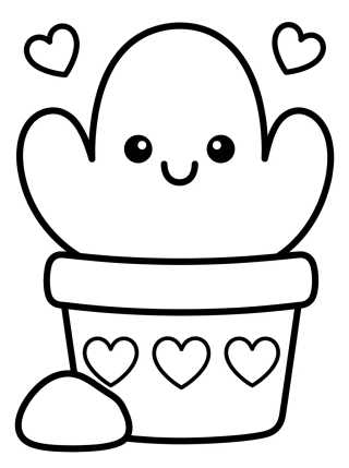Desenho de Maceta de Cactus Sonriente Kawaii para colorir e imprimir grátis