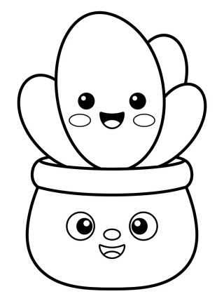 Desenho de Maceta de Suculenta con Carita Tierna para colorir e imprimir grátis