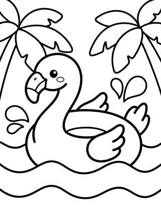 Desenho de Flotador de Flamingo Tierno para colorir e imprimir grátis