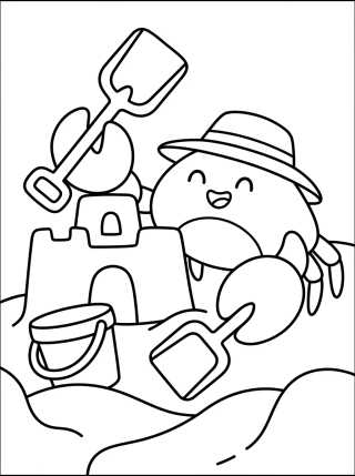 Desenho de Cangrejito Jugando en la Arena para colorir e imprimir grátis