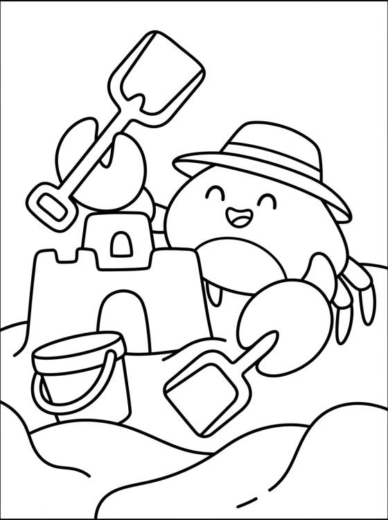 Desenho de Cangrejito Jugando en la Arena para colorir e imprimir grátis