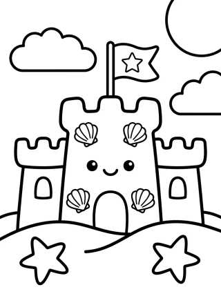 Desenho de Castillo de Arena Alegre para colorir e imprimir grátis