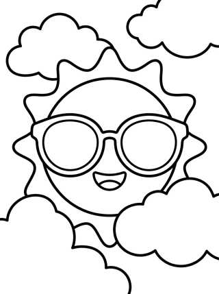 Desenho de Sol de Verano Sonriente para colorir e imprimir grátis