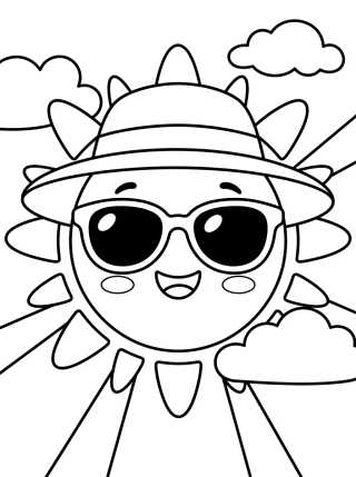 Desenho de Sol Tierno con Gafas de Sol para colorir e imprimir grátis