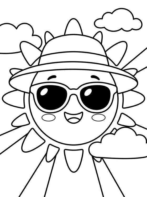 Desenho de Sol Tierno con Gafas de Sol para colorir e imprimir grátis