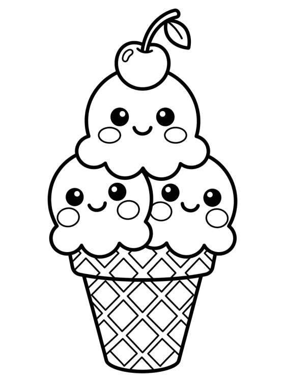 Desenho de Helado Lindo en Cono para colorir e imprimir grátis