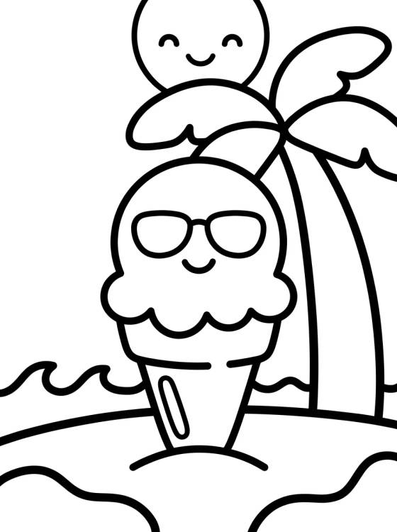 Desenho de Heladito Lindo en la Playa para colorir e imprimir grátis
