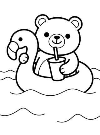 Desenho de Osito con Flotador en la Piscina para colorir e imprimir grátis