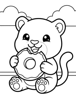 Desenho de Benjamín Garraza Comiendo una Dona para colorir e imprimir grátis