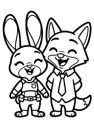 Desenho de Judy Hopps y Nick Wilde Amigos para colorir e imprimir grátis