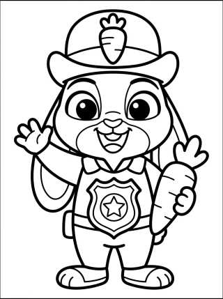 Desenho de Judy Hopps Policía Kawaii para colorir e imprimir grátis